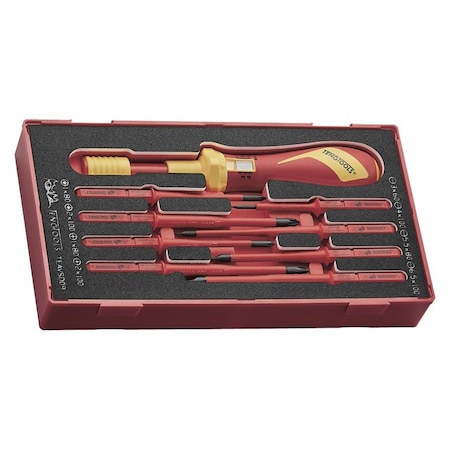 Teng Tools Torque Screwdriver Set VDE 9 Pcs EVA Foam Tool Organization Tray TEAVSD09
